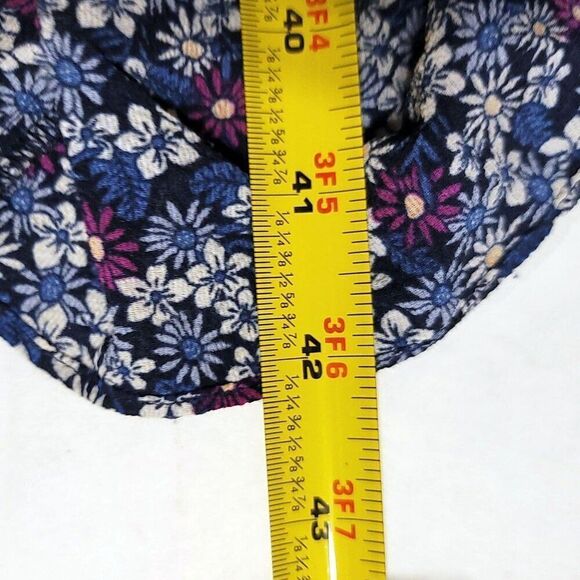 Max Studio Floral Ruffle Purple Blue Midi Dress Size L - Picture 8 of 8